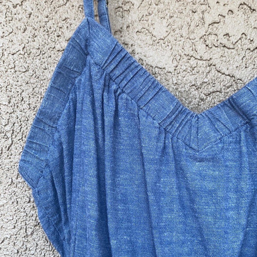 Kimichi Blue Chambray Spaghetti Strap Dress with Pockets L - Picture 6 of 11